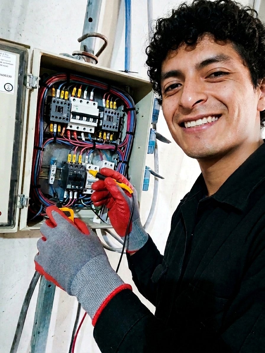 Profesional de THZ trabajando en una instalación eléctrica